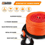 ZESUPER Winch Rope 9.5MM X 30M Dyneema SK75 Hook Synthetic Car Tow Recovery Cable Hook