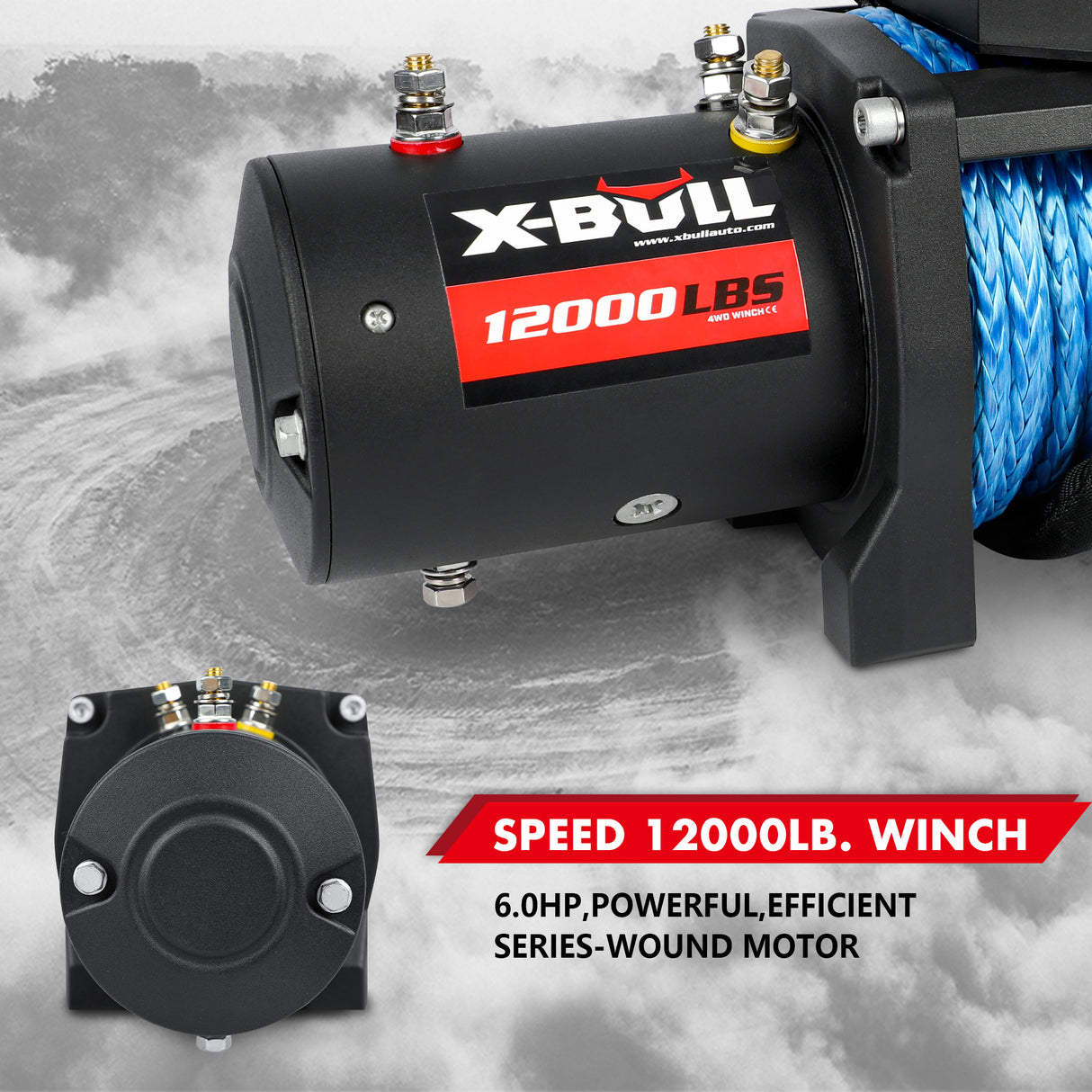 X-BULL 12000LBS 12V Electric Winch with Synthetic Rope and Wireless Remote for 4WD/4X4 Vehicles