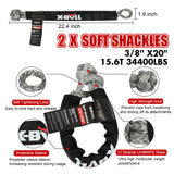 X-BULL 13-Piece 4WD Recovery Kit with Kinetic Rope, Snatch Strap, Soft Shackles, and Winch Accessories