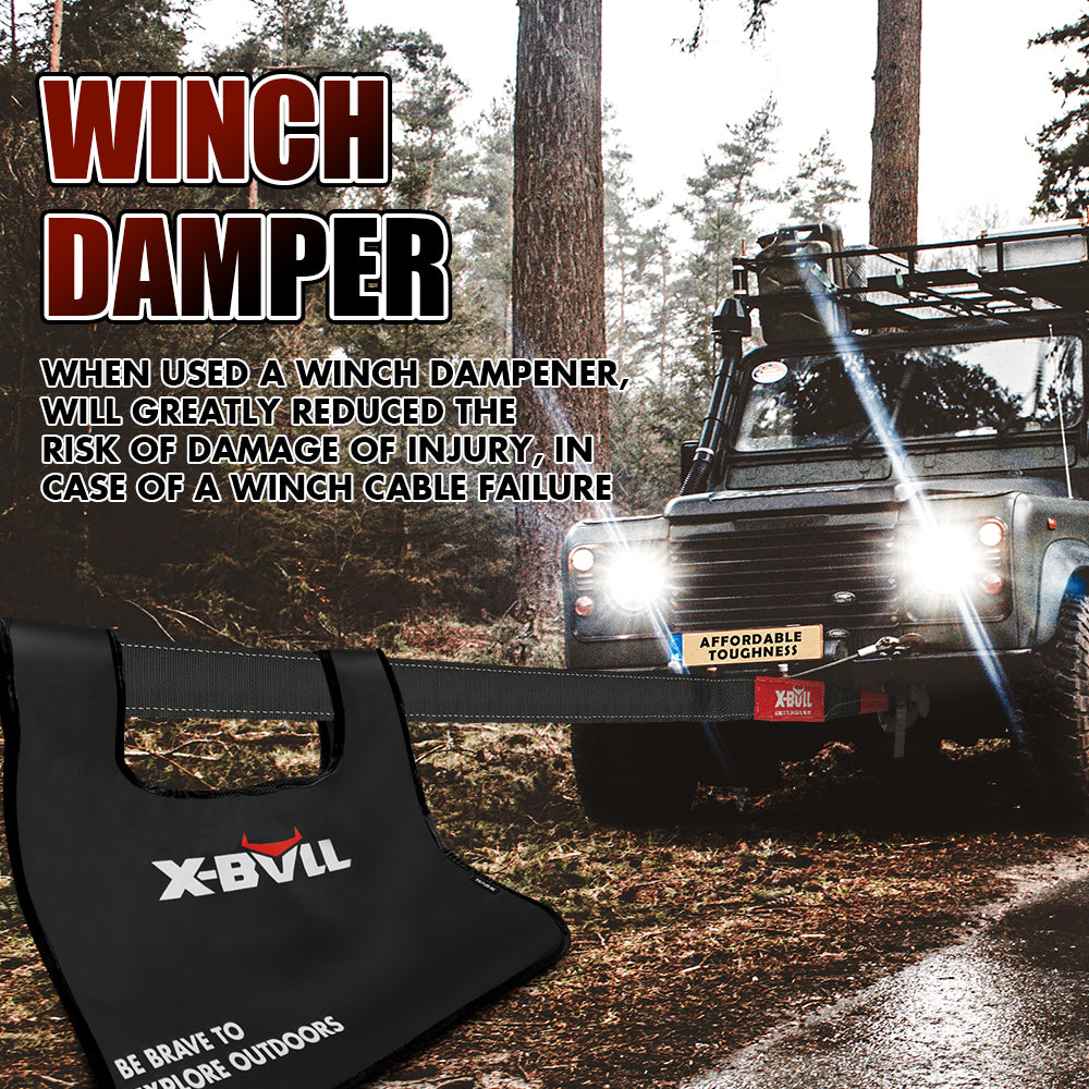 X-BULL 13-Piece 4WD Recovery Kit with Kinetic Rope, Snatch Strap, Soft Shackles, and Winch Accessories