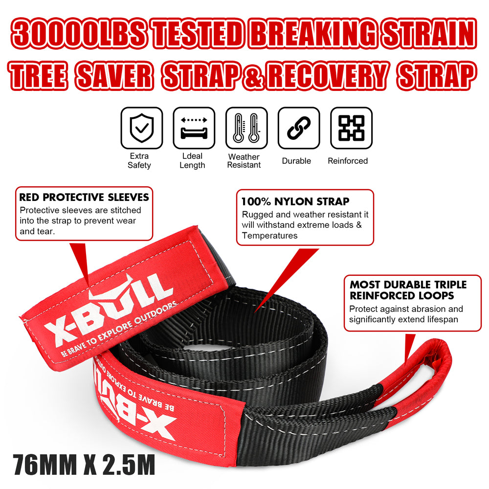 X-BULL Ultimate Off-Road Recovery Kit: Kinetic Rope, Snatch Strap & Soft Shackles for 4WD Adventures