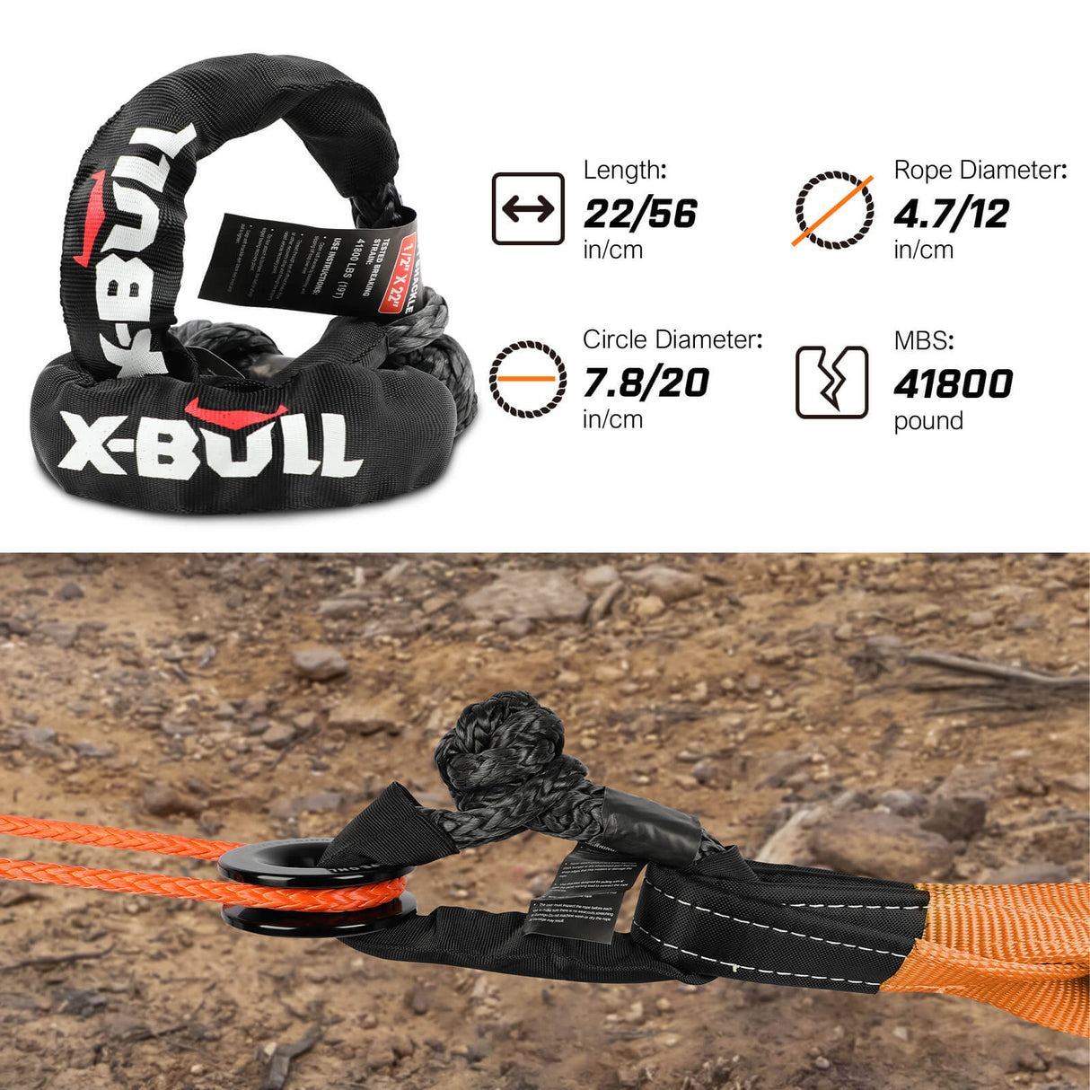 X-BULL Off-Road Recovery Essentials Kit with Tow Strap, Soft Shackles, and Snatch Block