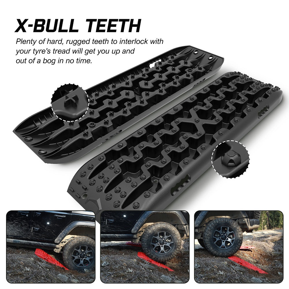 X-BULL Recovery tracks / Sand tracks / Mud tracks / Off Road 4WD 4x4 Car 2pcs Gen 3.0 - Black