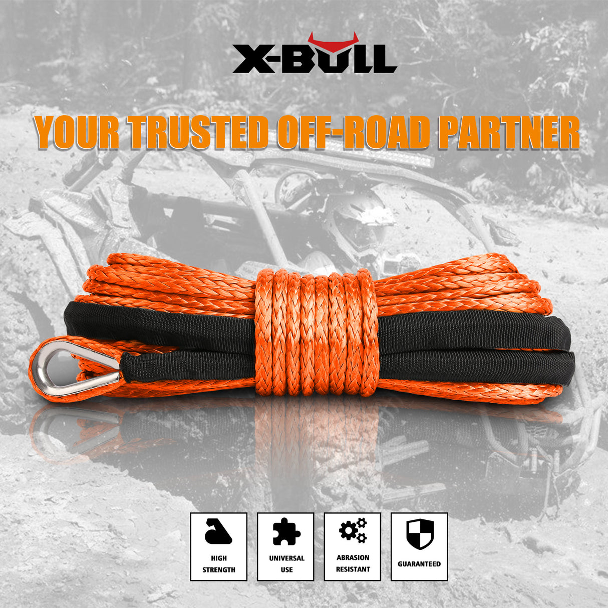 Heavy-Duty X-BULL Dyneema Synthetic Winch Rope 5.5mm x 13m for Off-Road Recovery