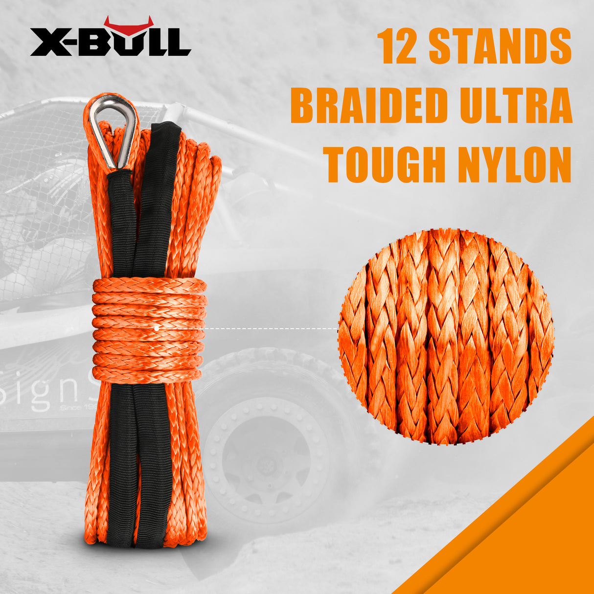 Heavy-Duty X-BULL Dyneema Synthetic Winch Rope 5.5mm x 13m for Off-Road Recovery