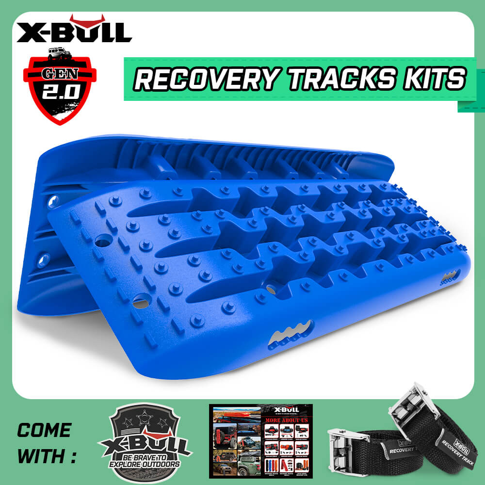 X-BULL Gen 2.0 Recovery Tracks - 2pcs Heavy-Duty Sand/Snow/Mud Traction Boards for 10T 4WD Vehicles - Blue