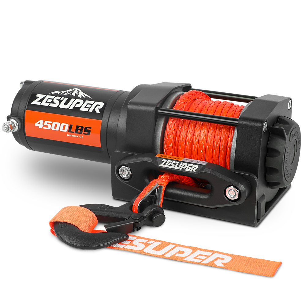 ZESUPER 4500LBS 12V Electric ATV Winch with Synthetic Rope for Boat Trailers