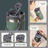 900ML White Stainless Steel Travel Mug with Leak-proof 2-in-1 Straw and Sip Lid, Vacuum Insulated Coffee Mug for Car, Office, Perfect Gifts, Keeps Liquids Hot or Cold - Rear View