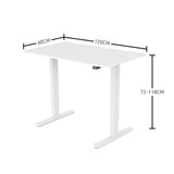 Fortia Sit To Stand Up Standing Desk, 120x60cm, 72-118cm Electric Height Adjustable, 70kg Rated, White/White Frame