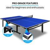 Proflex Table Tennis Table, with 4 Player Ping Pong Paddle and Pingpong Ball Pack