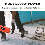 Baumr-AG 2200W Pro-Grade Electric Demolition Jackhammer, with 3 Bonus Chisels, Steel Carry Case