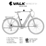 Valk Metro ST 5 + Electric Bike, Mid-Drive, Step-Through, Medium, Dark Grey