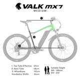 VALK MX7 Electric Bike, Medium frame Mountain ebike, Black and Lime Green