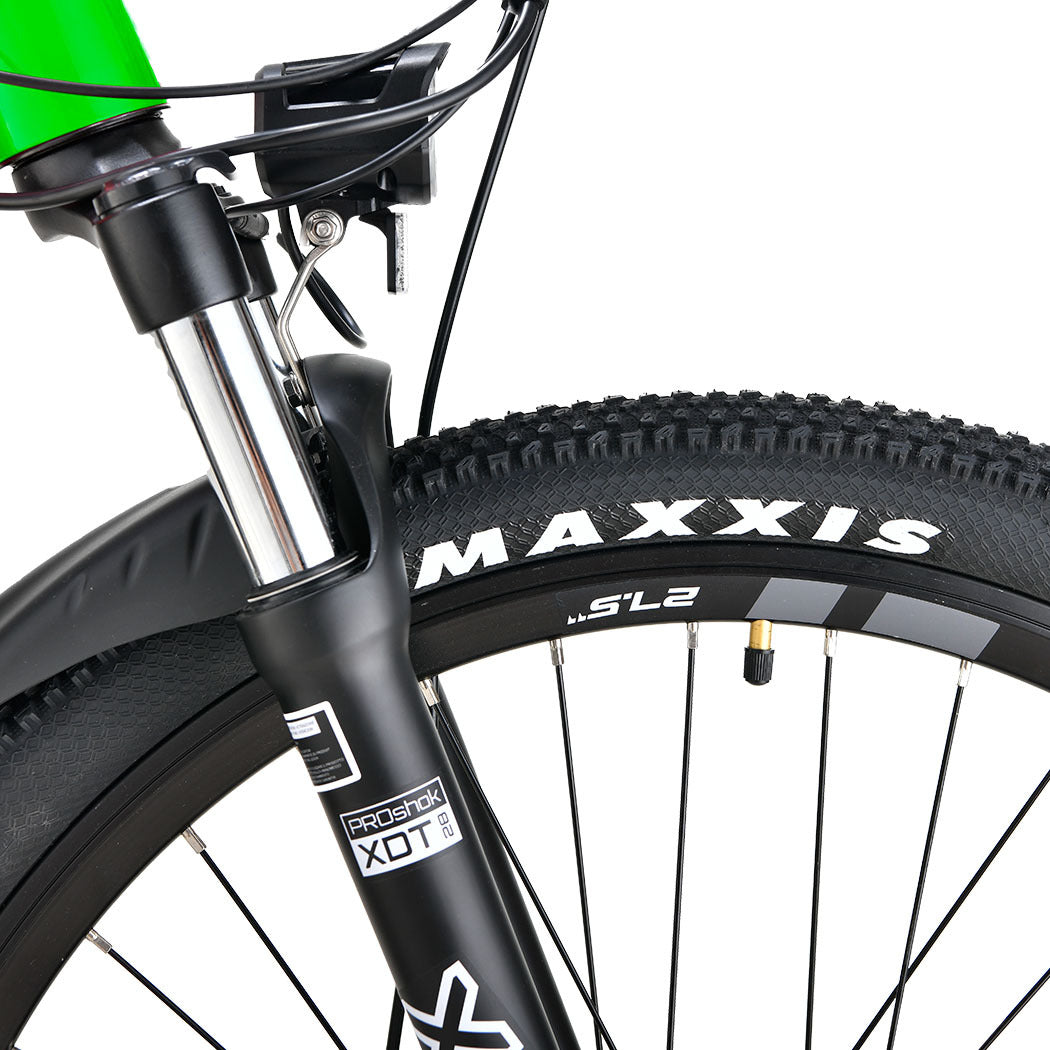 VALK MX7 Electric Bike, Medium frame Mountain ebike, Black and Lime Green