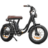 VALK Nomad Electric Fat Tyre Bike, 350W, 32km/hr, Throttle ebike, Disc Brakes, Step-Through Alloy, Shimano 7 spd, 20x4" Kenda Tyres, Suspension, Black