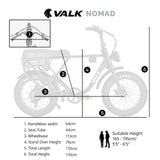 VALK Nomad Electric Fat Tyre Bike, 500W, 45km/hr, Throttle ebike, Disc Brakes, Shimano 7 spd, 20x4" Kenda Tyres, Suspension, Black