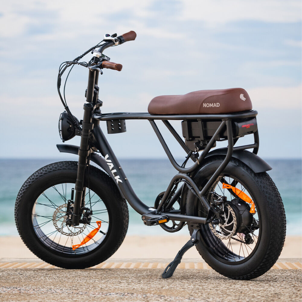 VALK Nomad Electric Fat Tyre Bike, 500W, 45km/hr, Throttle ebike, 20x4" Kenda Tyres, Shimano 7 spd, Suspension, Black