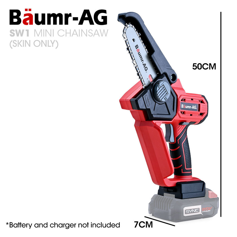 BAUMR-AG SW1 20V Cordless Mini Chainsaw Skin Only, Electric Battery Powered Tree Pruner