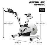 PROFLEX Heavy Duty Stationary Exercise Spin Bike, 13kg Flywheel, Pulse Sensors, LCD Display for Gym Home Fitness - Front View