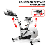 PROFLEX Heavy Duty Stationary Exercise Spin Bike, 13kg Flywheel, Pulse Sensors, LCD Display for Gym Home Fitness - 45-Degree Angle