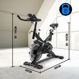 PROFLEX Spin Bike - Flywheel Commercial Gym Exercise Home Workout Grey - Rear View