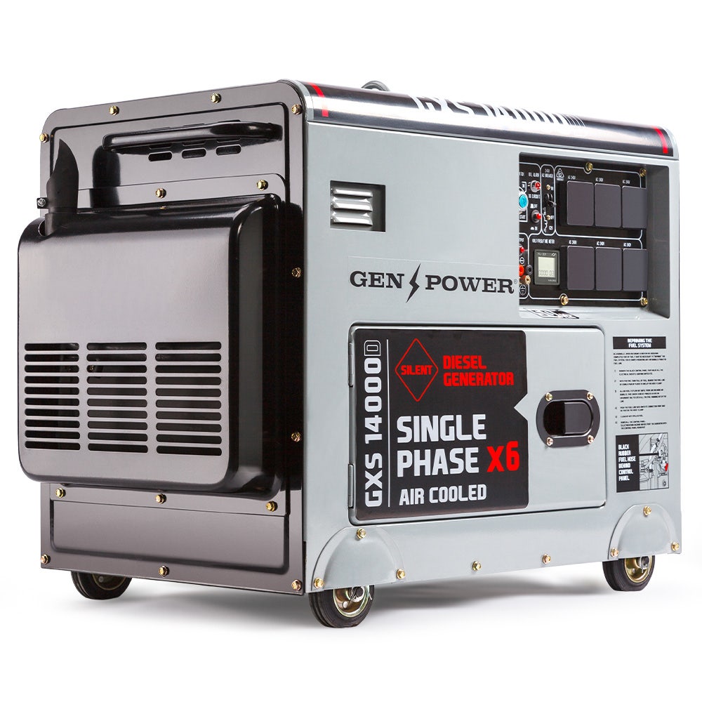 GENPOWER 8.4kW Peak 6kW Rated Commercial Diesel Generator, Electric Key Start, 6 x 15A, Single Phase