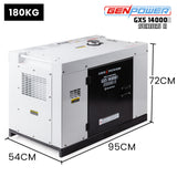 GENPOWER 8.4kW Peak 6kW Rated Commercial Diesel Generator, RCD Safety Switch, Electric Key Start, 2 x 15A, Single Phase