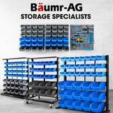 BAUMR-AG 69pc Wall Mounted Parts Bin Rack with Tool Holders - Red