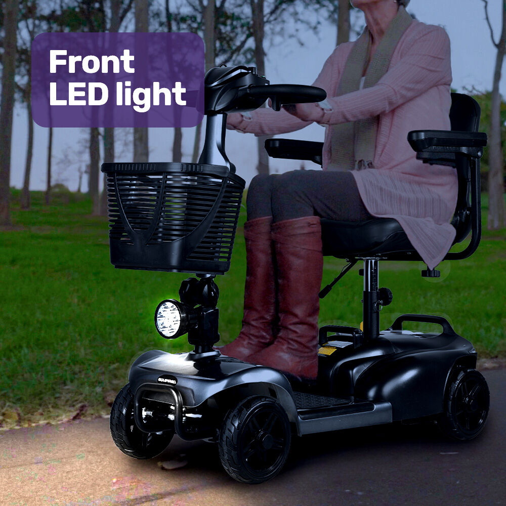 EQUIPMED FreeLite+ Mid-Sized Foldable Electric Mobility Scooter, Lithium Battery, Long Range and Easy Charging, Grey