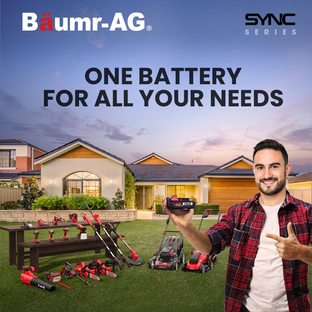 BAUMR-AG 520CX 40V SYNC 17" Cordless Lawn Mower Kit, Fast Charger, 2 x 4Ah Battery, 5 Cutting Heights, Adjustable Ergonomic Handle, Mulching Option