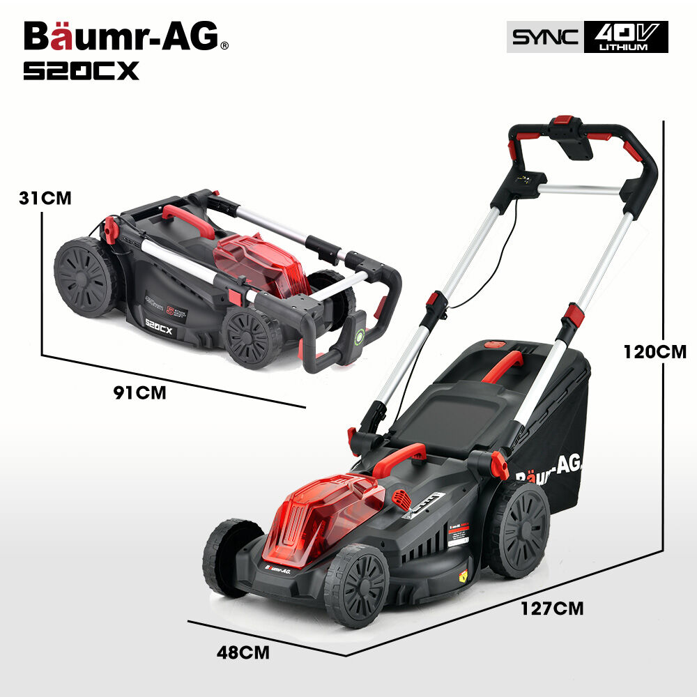 BAUMR-AG 520CX 40V SYNC 17" Cordless Lawn Mower Kit, Fast Charger, 2 x 4Ah Battery, 5 Cutting Heights, Adjustable Ergonomic Handle, Mulching Option