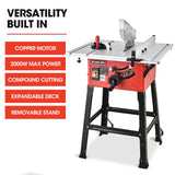 Baumr-AG 2000W 254mm Corded Table Saw with Stand, Extendable, Laser Guide