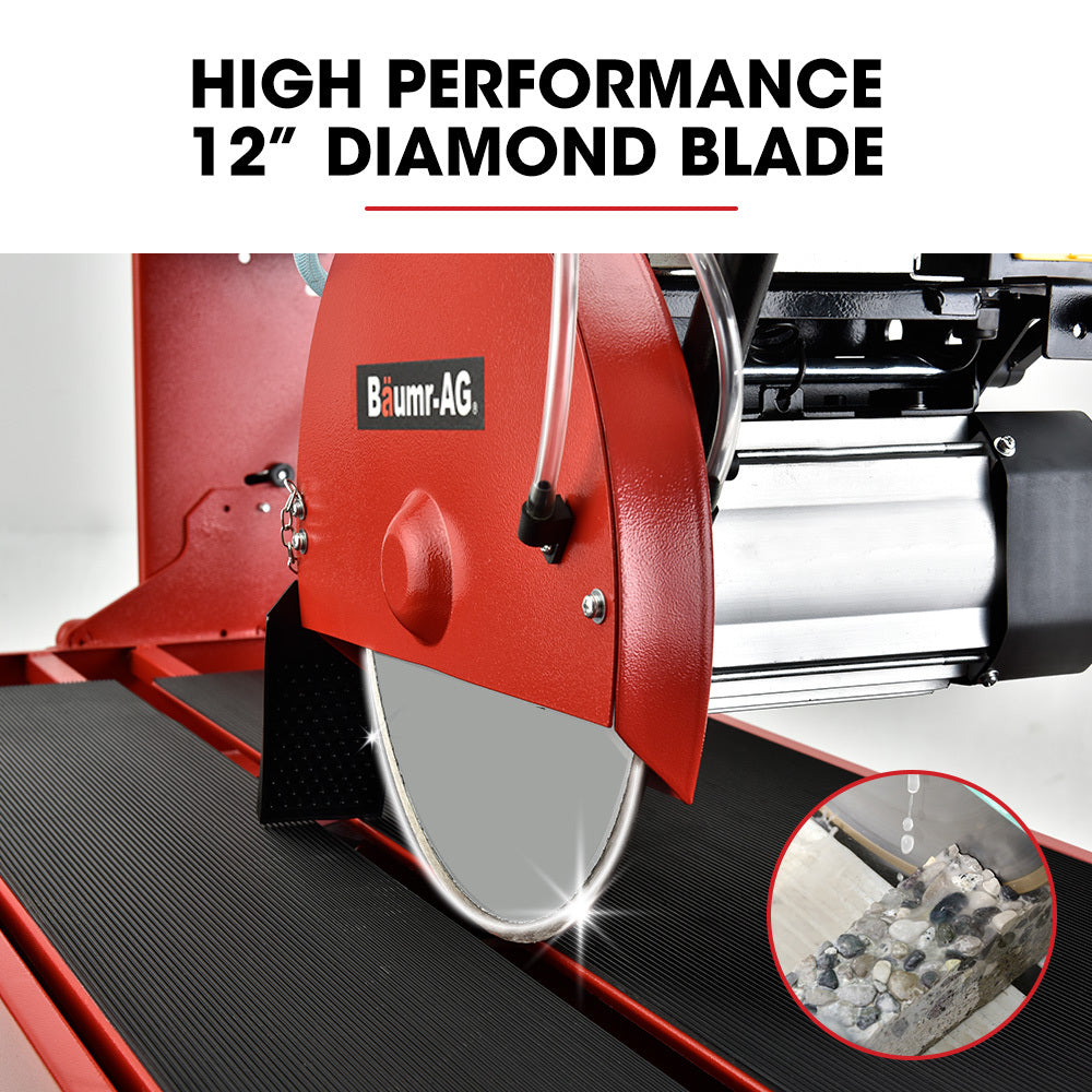 BAUMR-AG 1500W Electric Tile Saw Cutter with 300mm (12") Blade, 920mm Cutting Length, Side Extension Table