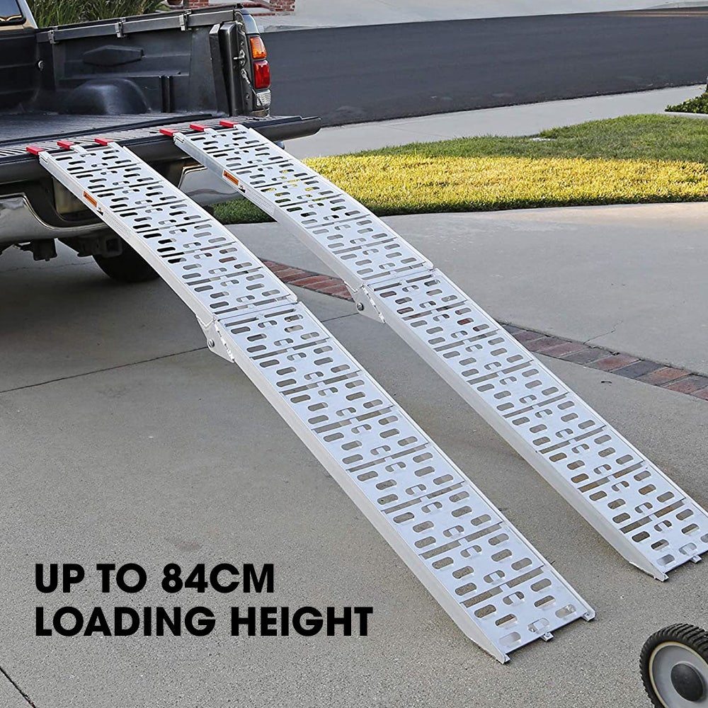 BULLET 2.3m Aluminium Loading Ramps, 680kg Rated, for Trailer ATV Quad Bike Buggy, 2 Pieces