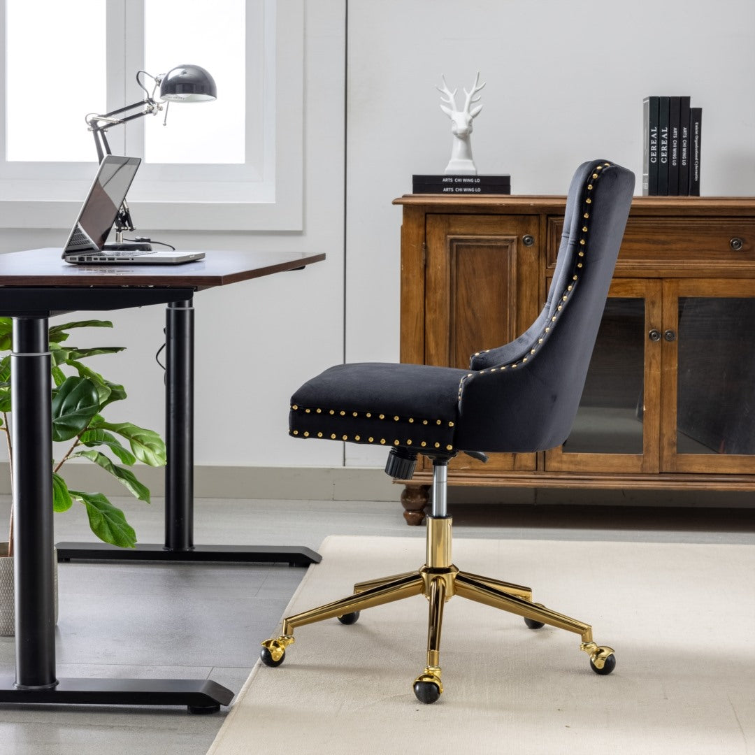 Velvet Home Office Chair- Black