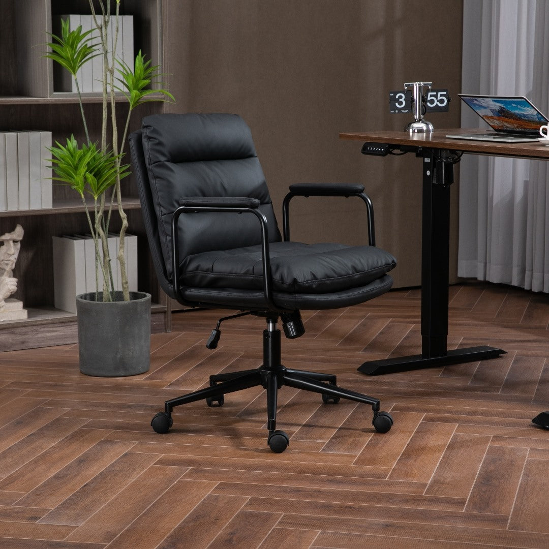 Faux Leather Office Chair -Black