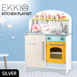 EKKIO Wooden Kitchen Playset for Kids (Japanese Style Kitchen Set, Silver)