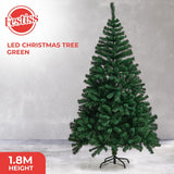 Pre-Lit 1.8m Artificial Christmas Tree with 250 Warm White LED Lights (Green)