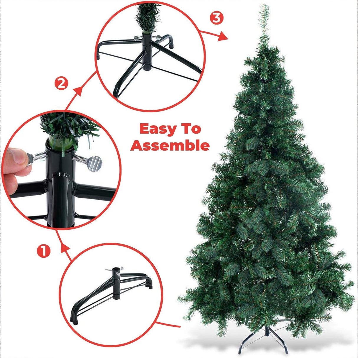 Pre-Lit 1.8m Artificial Christmas Tree with 250 Warm White LED Lights (Green)