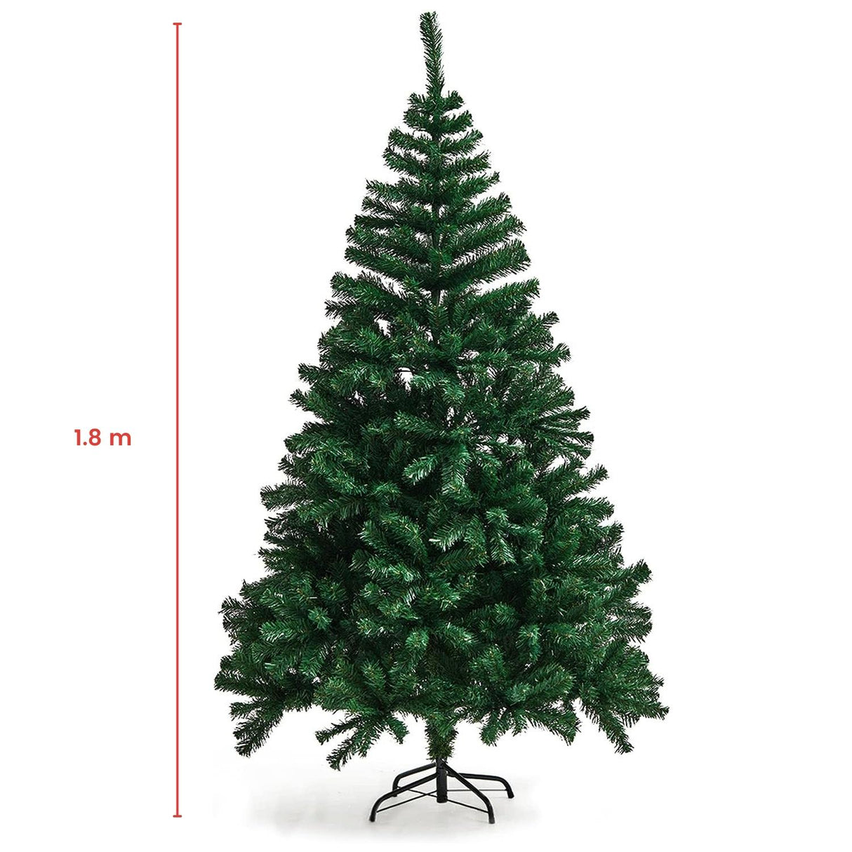 Pre-Lit 1.8m Artificial Christmas Tree with 250 Warm White LED Lights (Green)