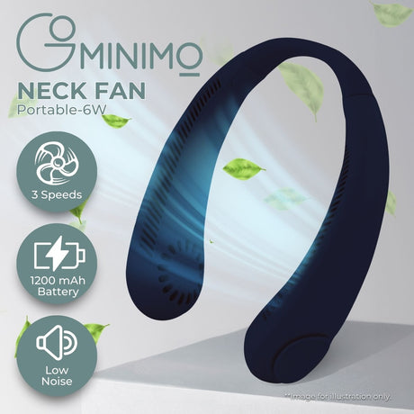 Gominimo Hands-Free Rechargeable Neck Fan - Cool Blue