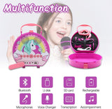 GOMINIMO Children's Round Karaoke System with Dual Microphones (Purple Unicorn Design)