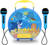 GOMINIMO Blue Shark Kids Karaoke Machine with Dual Microphones