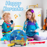 GOMINIMO Blue Shark Kids Karaoke Machine with Dual Microphones