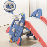 GOMINIMO Kids Slide with Basketball Hoop (Blue Rocket)