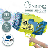 GOMINIMO 132-Hole Bubble Blaster Gun for Kids - Vibrant Dark Blue & Green Design