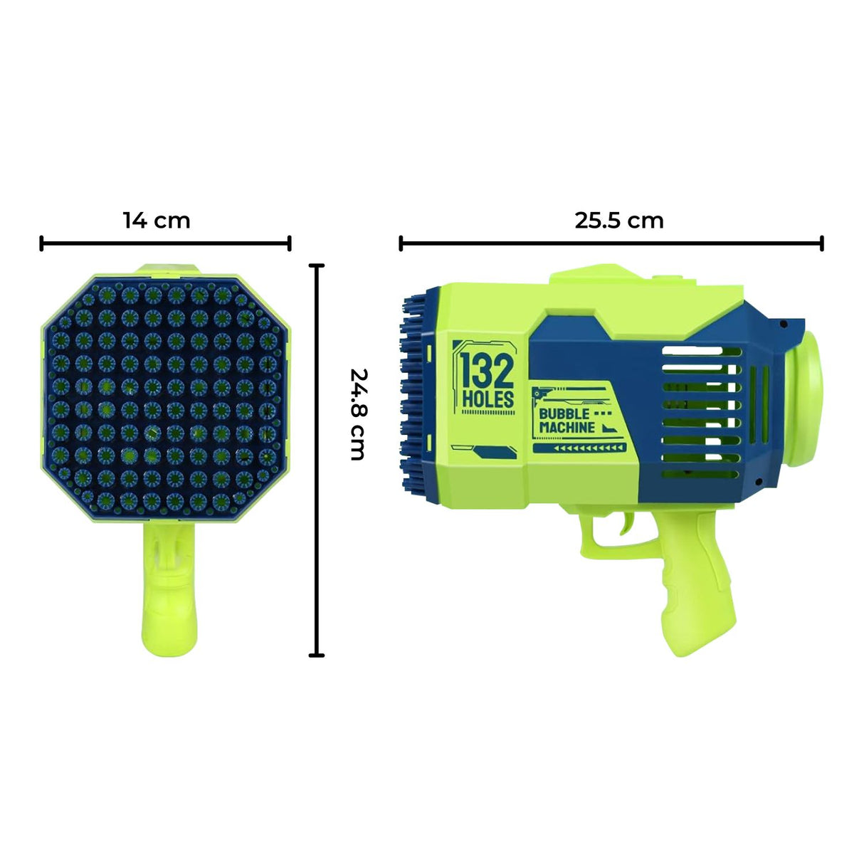 GOMINIMO 132-Hole Bubble Blaster Gun for Kids - Vibrant Dark Blue & Green Design