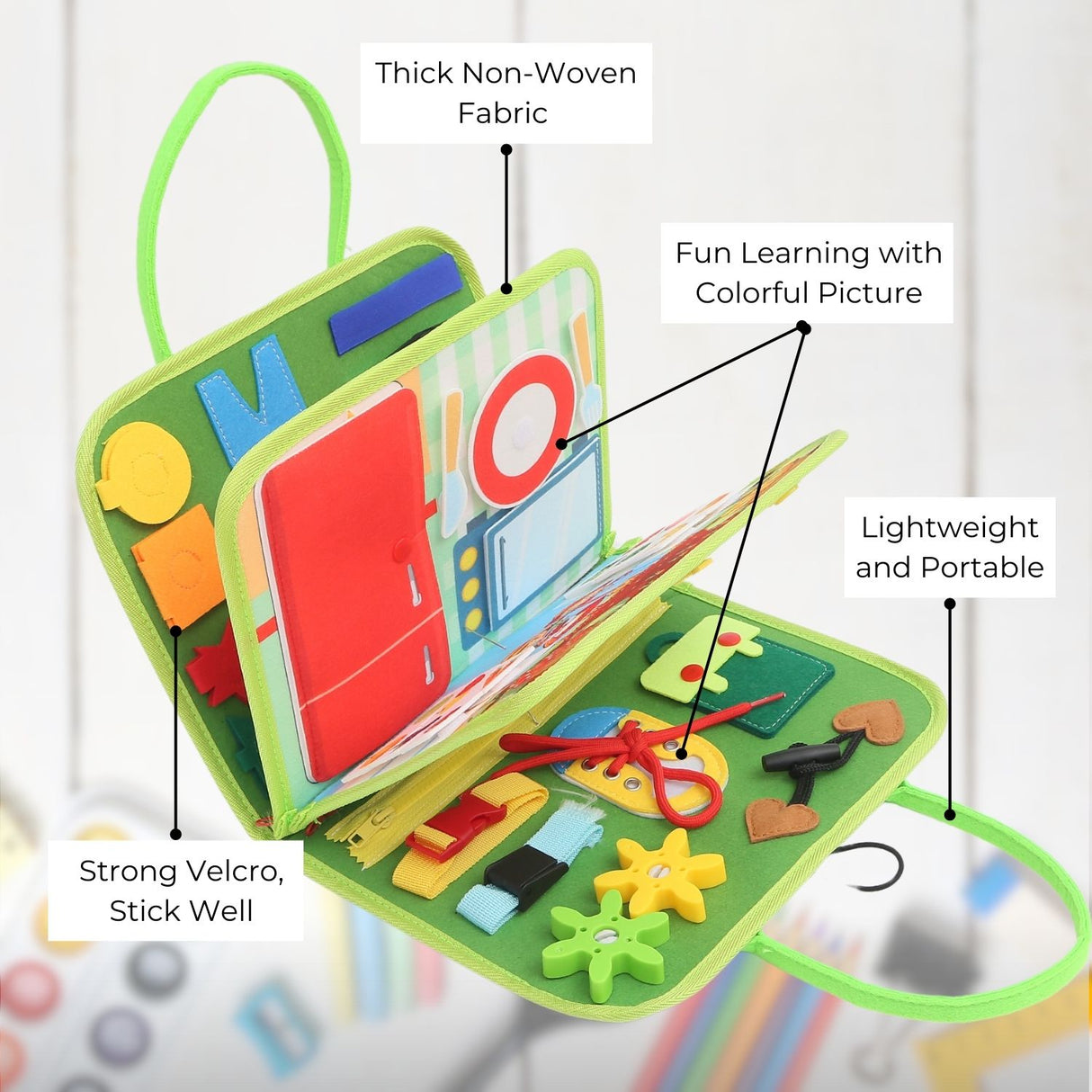 GOMINIMO Green Interactive Learning Busy Board for Kids