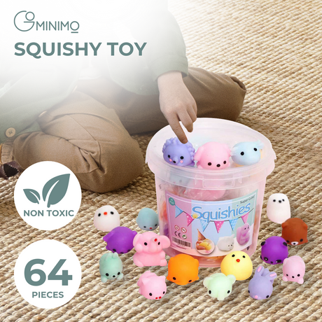 GOMINIMO Mochi Squishy Toy 64pcs for Kids Party Favors