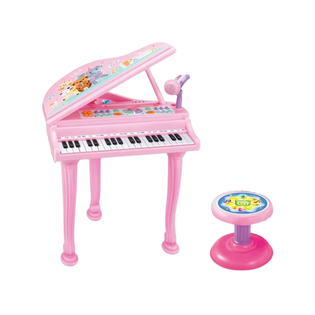 GOMINIMO Kids Electronic Piano Keyboard Toy with Microphone and Chair (Pink)